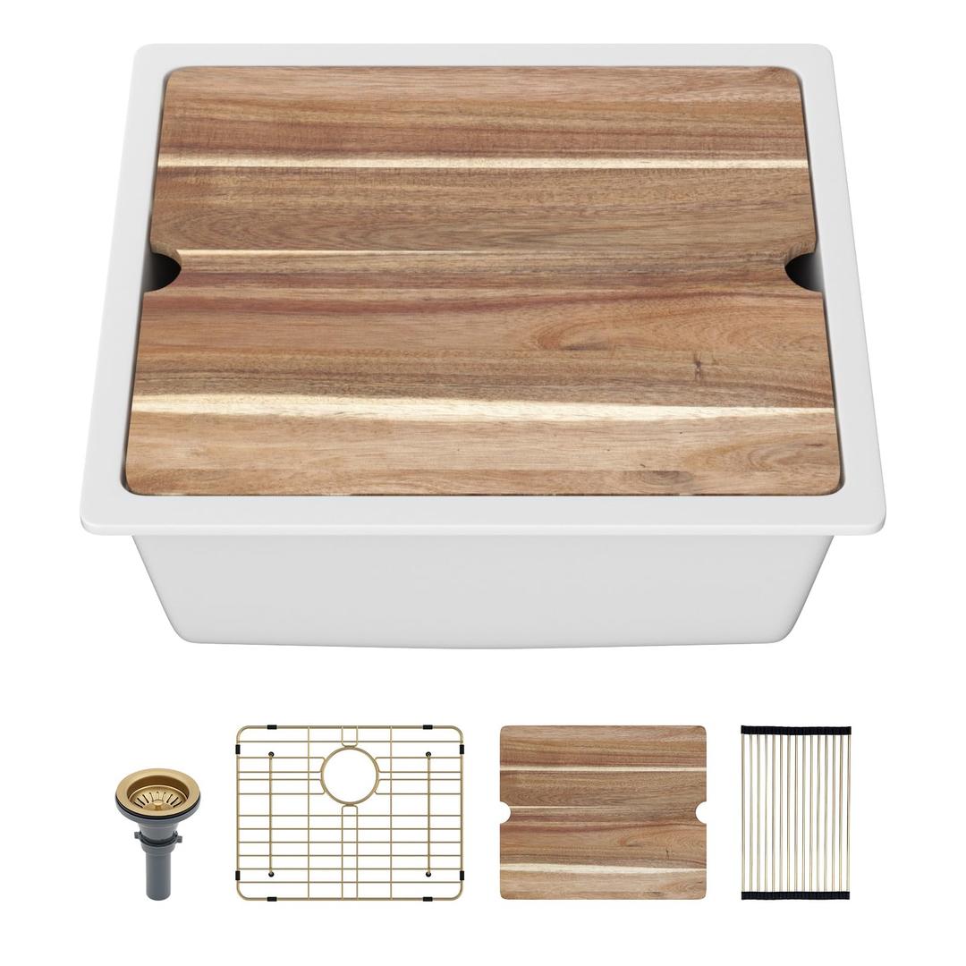 Sarlai 33 Granite Composite Kitchen Sink - 33"×22" Granite Kitchen Sink Drop In Topmount White Quartz Classic Above Counter Single Bowl Basin