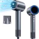Hair Dryer, 150000 RPM Professional High Speed Blow Dryer, Negative Ionic Hair Dryer for Fast Drying, Low Noise with Magnetic Nozzle for Home Travel Valentine's Day Gift Ideas for Women Men (Gray)