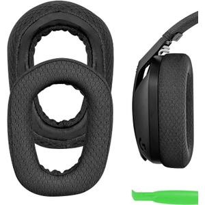 Geekria Comfort Mesh Fabric Replacement Ear Pads for Logitech G435 G335 Headphones, Ear Cushions with Video Guide (Black)
