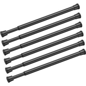 Tension Curtain Rod Spring Tension Black 28-46Inch adjustable Curtain Rod 6PCS small Tension Rod of Small Window Cupboard Kitchen Closet