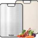 Titanium Cutting Boards for Kitchen, Non Toxic 2-in-1 Cutting Board Double Sided, Food Grade Pure Titanium and Wheat Straw PP, Easy to Clean Large Size 1611