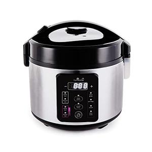 Yum Asia Kumo YumCarb Rice Cooker with Ceramic Bowl and Advanced Fuzzy Logic, (5.5 Cups, 1 Litre), 5 Rice Cooking Functions, 3 Multicooker Functions, 110V US Power (Light Stainless Steel)