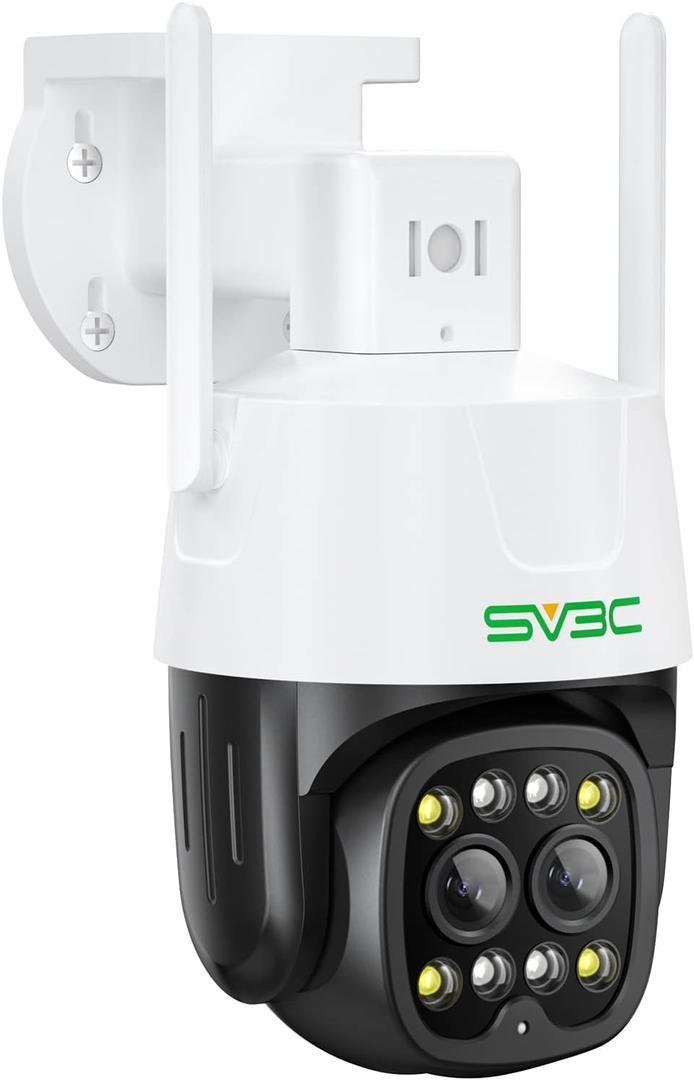 SV3C PTZ WiFi Security Camera Outdoor Dual Lens Wireless IP 4MP Cam with Auto Tracking Floodlight Color Night Vision 2-Way Audio Motion Detection, RTSP, FTP, SD Card Record, PC, APP, Onvif Conformant