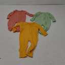 GUISBY Baby Pajamas with Mitten Cuffs - 3Pcs Girls Boys 2 Way Zipper Long Sleeve Rayon Sleepers (3-6 Months, Tangerine-orange-sage)
