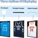 Jersey Frame Display Case for Wall ,Large Lockable T-Shirt Shadow Box with Clear UV Protection Acrylic & Hangers for Football Basketball Baseball Soccer Hockey, Matte Black 1 Pack