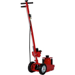 35 Ton Air Hydraulic Floor Jack, 77,000 LBS Capacity for Heavy Duty Trucks & Tractors, Low Profile 10 inch, with 4 Adapters, Dual Power (Air/Manual Hydraulic), 46" Adjustable Handle (Red)