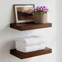 Homeforia Floating Shelf Black 12 inch, High End Solid Real Wood Small 12inch Floating Shelves for Wall Mounted, Black Wooden 12 in Floating Shelves, Heavy Duty Bracket, 12 X 6.5 X 1.75 inch, Set of 3