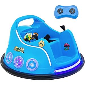 12V Electric 360° Spin Car Toy Ride on Bumper Car for Toddlers with Remote Control Light Blue