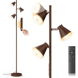 36W LED Tree Floor Lamp, Dimma ble Tall Standing Lamp with Remote & Touch Control, 4 Color Temperatures Bright Floor Lamp, 3 Rotatable Light Modern Floor Lamps for Living Room Bedroom Office (Brown)