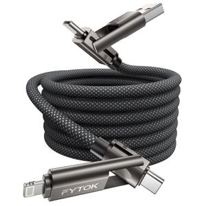 USB C Cable Fast Charging 60W iPhone Charger Cable 10FT, [Apple MFi Certified] USB to USBC to Lightning Cable 4 in 1 Charging Cable with Type C/USB A for iPhone 17/16/15/14/13/12/iPad/Android-1Pack