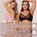 Minimizer Bras for Women, Sexy Lace Unlined Underwire Bra Full Coverage Push Up Sheer Mesh Plus Size Lifting Shecurve Bra (Black)