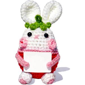 Personalized Gifts for Fathers Dad Women Men Mom- Blank Gift Cards-Emotional Support Handmade Crochet Bunny-Funny Gift Idea for Mothers Day Birthday Anniversary Retirement Graduation Wedding