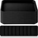 Gerrii 18 Pcs Plastic Fast Food Trays Bulk 9 x 12 Inch Restaurant Serving Cafeteria Grill School Lunch Trays Rectangular Serving Platter for Kitchen Hotel Restaurant (Black)