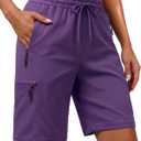 Ommiivex 7 Inches Inseam Women Hiking Casual Shorts Athletic Running Workout High Waisted with Pocket Mid Rise Comfortable