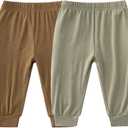 Baby Boys Girls Bamboo Viscose Jogger Pants Infant Toddler Bloomers Kids Harem Pants (2-3T, Brown+light Green)