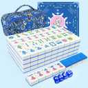 Gartu American Mahjong Tile Set, 166 White Tiles (1.2”), Mahjong Tile Set with Carrying Bag, Dice, Mat, Cute Mini Tiles, Portable Travel Complete Game Set for Home Outdoor, Gift for Enthusiasts