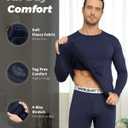 WEERTI Thermal Underwear for Men Long Johns with Fleece Lined Base Layer Men Cold Weather Top Bottom (Blue, M)