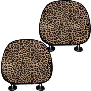Brown Leopard Animal Print Headrest Covers for Cars for Women,Head Rest Covers Universal Fit for Car Truck SUV Van,Cheetah Auto Interior Accessories