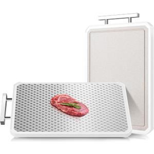 LOZOVIN 16"*11" Double Sided Stainless Steel/Wheat Straw Cutting Board, Separate Surfaces for Meat & Veggies,Non Toxic Chopping Board for Kitchen,Dishwasher Safe, Scratch Resistant Mesh Design,White