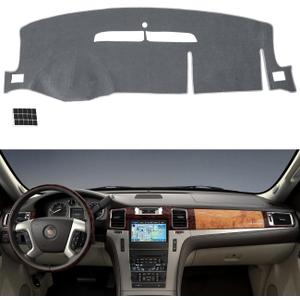 TUCAREST Dash Cover Fit for 2007-2014 Ca-dillac Escalade, Escalade ESV, Escalade EXT Nonslip Car Dash Board Mat Sunshade No-Glare and Slip Pad Carpet Sunshield Protector Flannel Grey