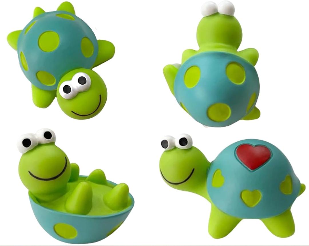 4Pcs Mini Turtles Figurine Cute Tortoise Rear View Mirror Decorations Car Dashboard Decor Self-Adhesive Desktop Plant Pot Ornaments