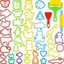 Dough Tools with 40 Pcs Plastic Dough Cutters Animal Shapes, 3 Pcs Basic Dough Tools