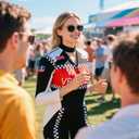 Womens Race Car Driver Costume  Sexy Racing Jumpsuit with Hat, Goggles & Gloves for Halloween & Themed Parties (L)