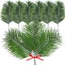 Taiyin 50 Pcs 20 Inches Easter Artificial Palm Leaves Large Tropical Green Leaves Plastic Jungle Fake Palm Leaves Plant Faux Safari Leaves for Easter Party Decoration