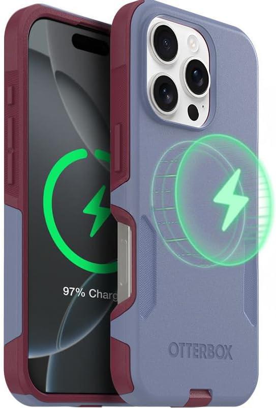 OtterBox iPhone 16 Pro (Only) Commuter Series Case Built-in MagSafe Thin, Dual-Layer, Pocket-Friendly, Port Cover Berry Seriously (Purple/Pink)