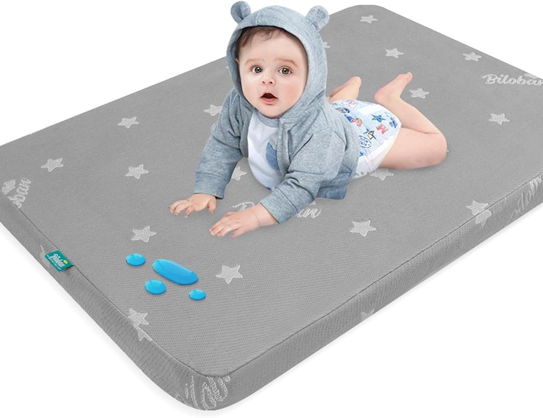 Bassinet Mattress Pad 25 x 36 Compatible with Dream On Me Nest/Zoom Portable/Zodiak, Pamo Babe Portable, Cosco Portable and Baby Trend, Waterproof Baby Foam with Removable Zippered Cover, Grey