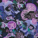 CRE8TIVE Blue Skull Wallpaper Peel and Stick Purple Jellyfish Coral Shell Wallpaper for Bedroom Bathroom 12"x118" Underwater World Removable Self Adhesive Contact Paper for Walls Cabinets and Drawers