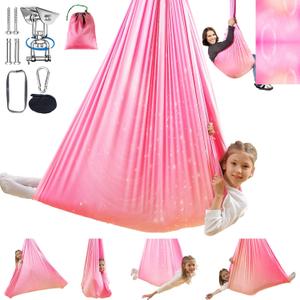 Sensory Swing for Kids Indoor & Outdoor Double Layer Therapy Cuddle Hammock Chair with 360 Swivel Hanger Kit Adjustable Child and Adult Aspergers Autism ADHD (Pink) (WUBOTIYU010)