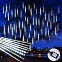 Brightown Christmas Lights Outdoor, 16 Inch 10 Tube Meteor Shower Lights Outdoor, 360 LED Icicle Light,Hanging Falling Rain Light for Tree Outside Holiday Xmas Decoration,White