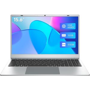 Laptop, 32GB RAM 512GB SSD Laptops Computer, 6500Y Processor (Beats N5095 up to 3.4GHz), 15.6" FHD IPS Display Win11 Laptop PC for Student and Business, WiFi 5, BT 5.0, Sliver