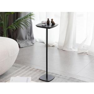 Small Pedestal Drink Table, Wooden Top Side Tables Martini Cocktail Drink Stand, Durable Square Tiny End Table Accent Table with Weighted Base for Living Room, Bedroom, Office, Small Spaces, Black (7.87")