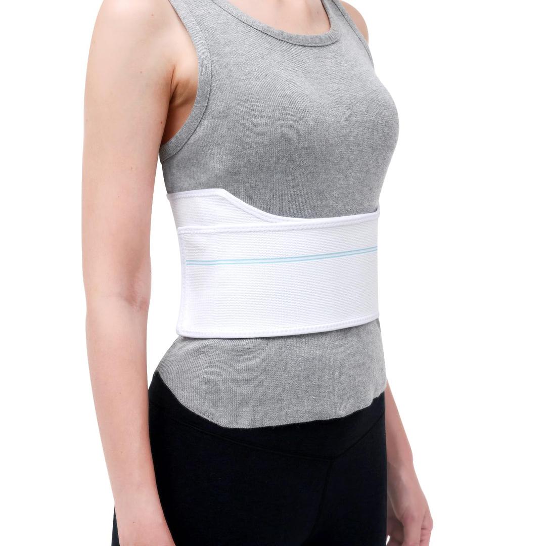 Pauline Broken Rib Brace for Women - Compression Chest Binder for Cracked Ribs Support & Chest Pain Relief - Rib Belt for Bruised Rib Cage (White, Fits 30-45)