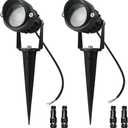 LAVAED 10W LED Landscape Lights 12V Outdoor Spotlight with Connectors Low Voltage Landscape Lighting Warm White Waterproof Yard Up light(2Pack)