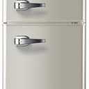 Zyerch Retro Mini Fridge, 3.2 Cu. Ft. Small Refrigerator with Freezer Retro Style with 7-Level Adjustable Thermostat, Compact Vintage 2-Door Fridge for Apartments, Dorm, Office, Cream