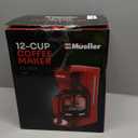 MELLERHOME 12-Cup Red Coffee Maker - Perfect for Home or Office, Borosilicate Carafe, Auto-Off, Reusable Filter, Anti-Drip, Keep-Warm Function, Clear Water Level Window, Red Kitchen Accessories