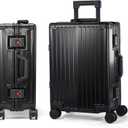 UrbanExplorer All Aluminum Carry On Luggage 22x14x9 Airline Approved Heavy Duty Hard Shell Suitcases Zipperless Suitcase with TSA Lock, Black, 20 Inch