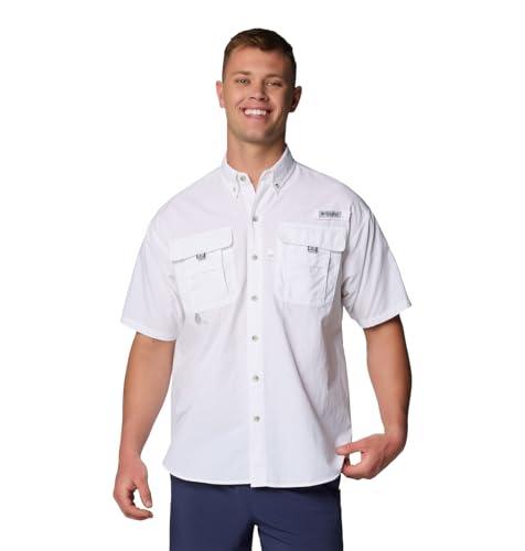 Columbia Mens PFG Bahama II Short Sleeve Fishing Shirt, White, Medium