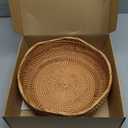 Handmade Rattan Round Fruit Basket Food Storage Bowls Kitchen Organizer Snack Serving Bowl, 11 Inch Boho Wicker Bread Bowl Woven Basket Dcor for Nuts with 3Side and Wavy Edge (Large 11")