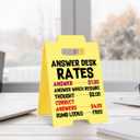 2 x Funny Office Decor Sign Answer Desk Rates Sign for Coworker Teammate Employee Boss Office Desk Cubicle Decor for Birthday Christmas 3.9 x 6.3 Inches Yellow