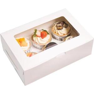 30 Pack Cupcake Boxes Bulk with Clear Display Window Hold 6 Standard Cupcakes, Disposable Food Grade White Cupcake Carrier Cupcake Container, Perfect for Cupcakes Muffins Cookies Pastries
