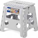 ACKO Folding Step Stool Foldable Stool 13 inch Plastic Stools for Kids and Adults Up to 300 lbs,Stepping Foot Stool with Portable Handle for Kitchen Closet Bedroom (Grey) (Gray)