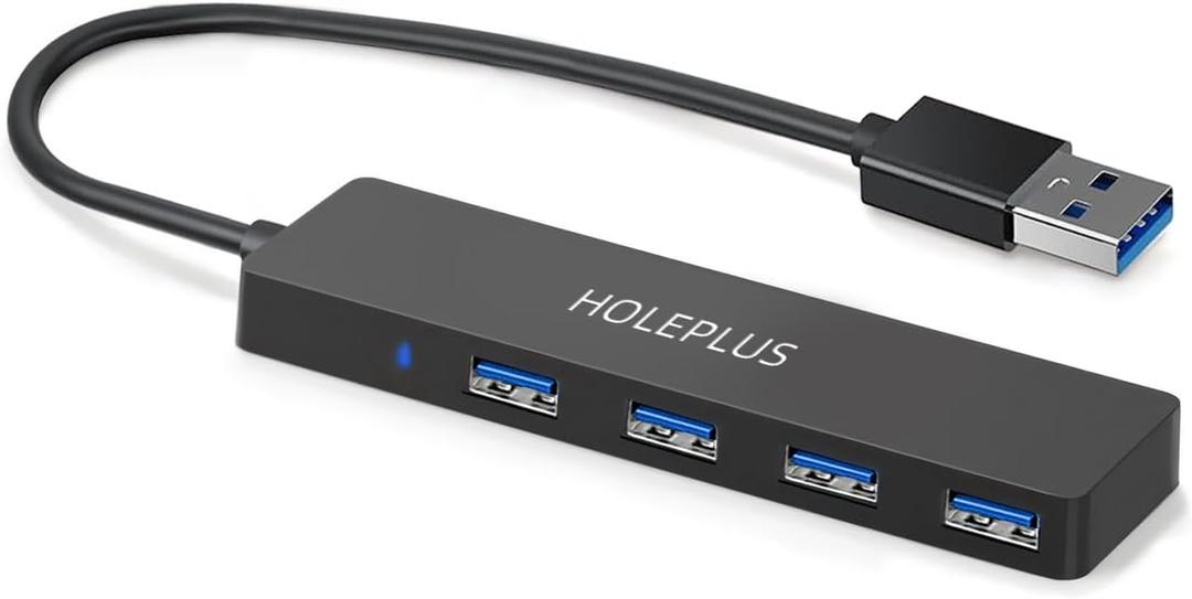 4-Port USB 3.0 Hub, Ultra-Slim Data USB Hub, for MacBook, Mac Pro, Mac mini, iMac, Surface Pro, XPS, PC, Flash Drive, Mobile HDD (U1 0.59ft)