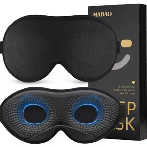 MABAO 2 Packs Weighted Sleep Mask - 100% Blackout Eye Mask for Sleeping for Women Men, 3D Contoured for Lash Extension, Zero Eye Pressure Memory Foam Cover, Soft Gentle Pressure Blindfold for Travel