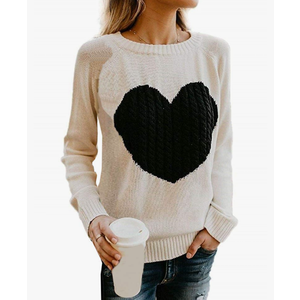 GOLDSTITCH Women's Sweater Heart Knitted Pullover Sweaters Long Sleeve Crewneck Cute Sweaters Medium