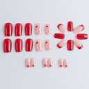 4 x Valentines Press on Nails Short Square Pink Nails Press on French Fake Nails with Lips Heart Designs Cute Red Fingernails Gel Acrylic Nails Short Glue on Nails Ombre Stick on Nails for Women 24Pcs