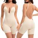 Slimers Backless Shapewear Tummy Control: Low Back Plunge Shapewear Bodysuit - Slimming Built-In Bra Full Body shaper For Woman Size M